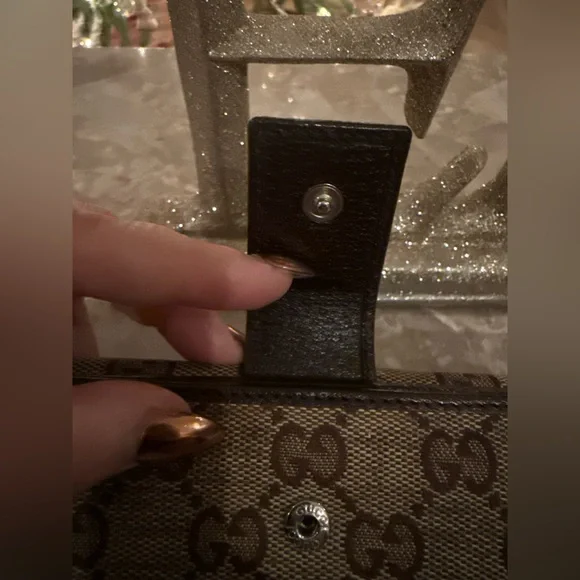 💚❤️GUC❤️💚 Gucci Fold Wallet Sherry Line Long Wallet GG Brown Canvas with leather - Picture 5 of 12